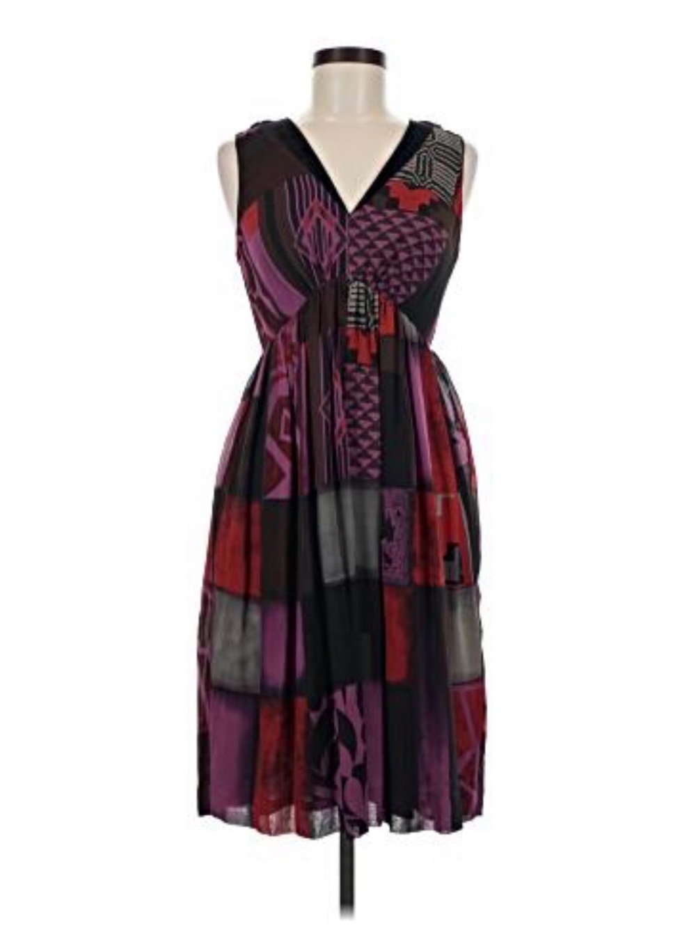 Vintage Etro Multicolored Silk Dress with Silk Velvet Trim – Italian Size 40
